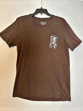 Taco Tuesday Grim Reaper Skeleton Graphic Short Sleeve Tee Brown Like New-L